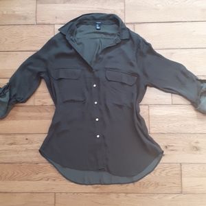 Dark green button down top